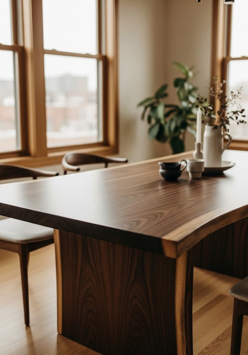 Black walnut live edge dining table in a Chicago home