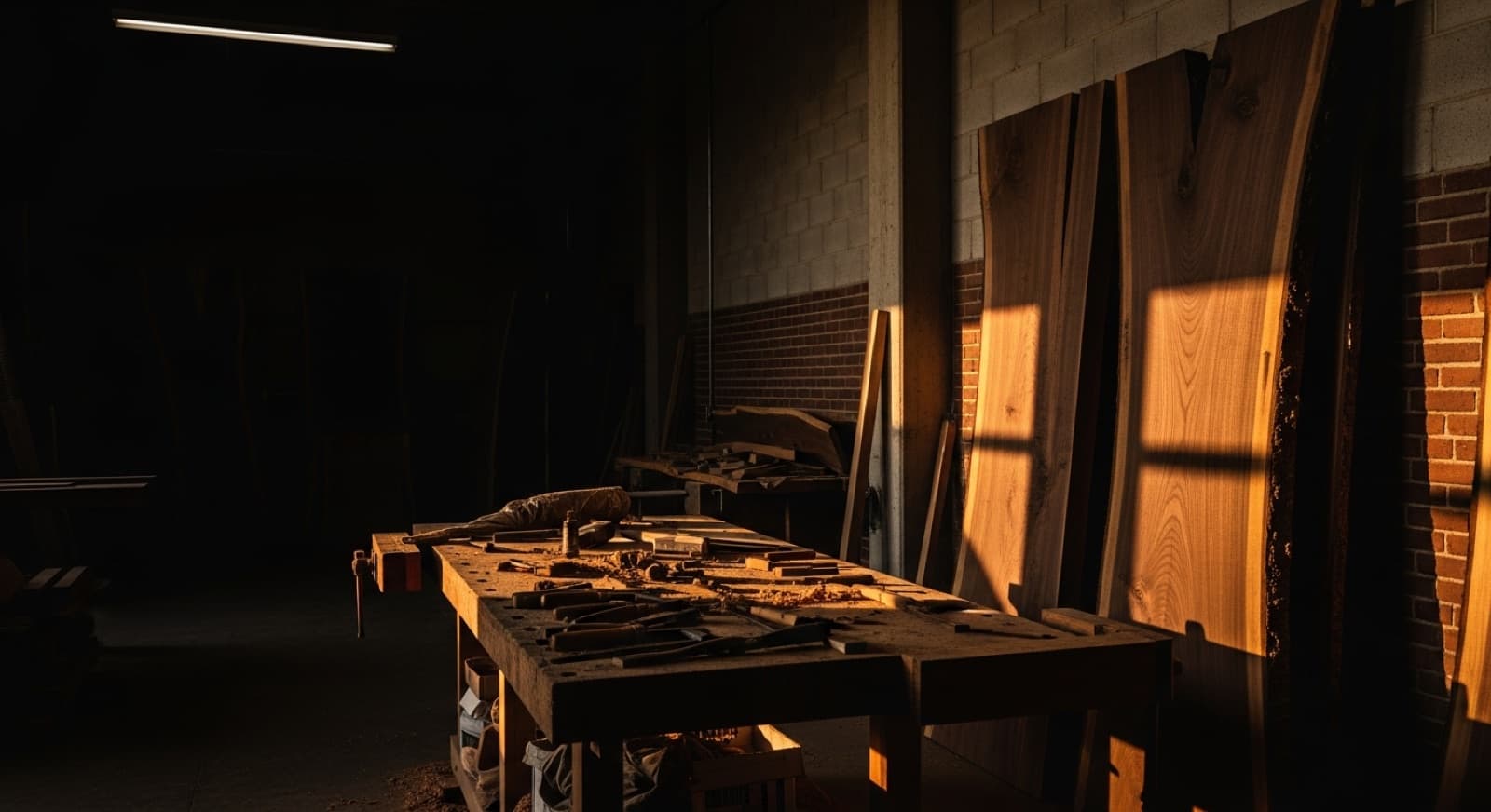 Inside the Purpose Wood Co. Chicago shop with black walnut slabs