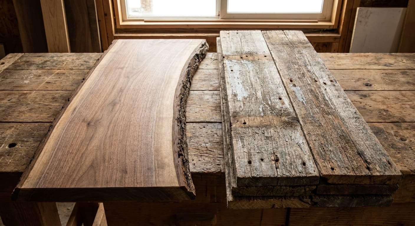 live edge vs reclaimed wood