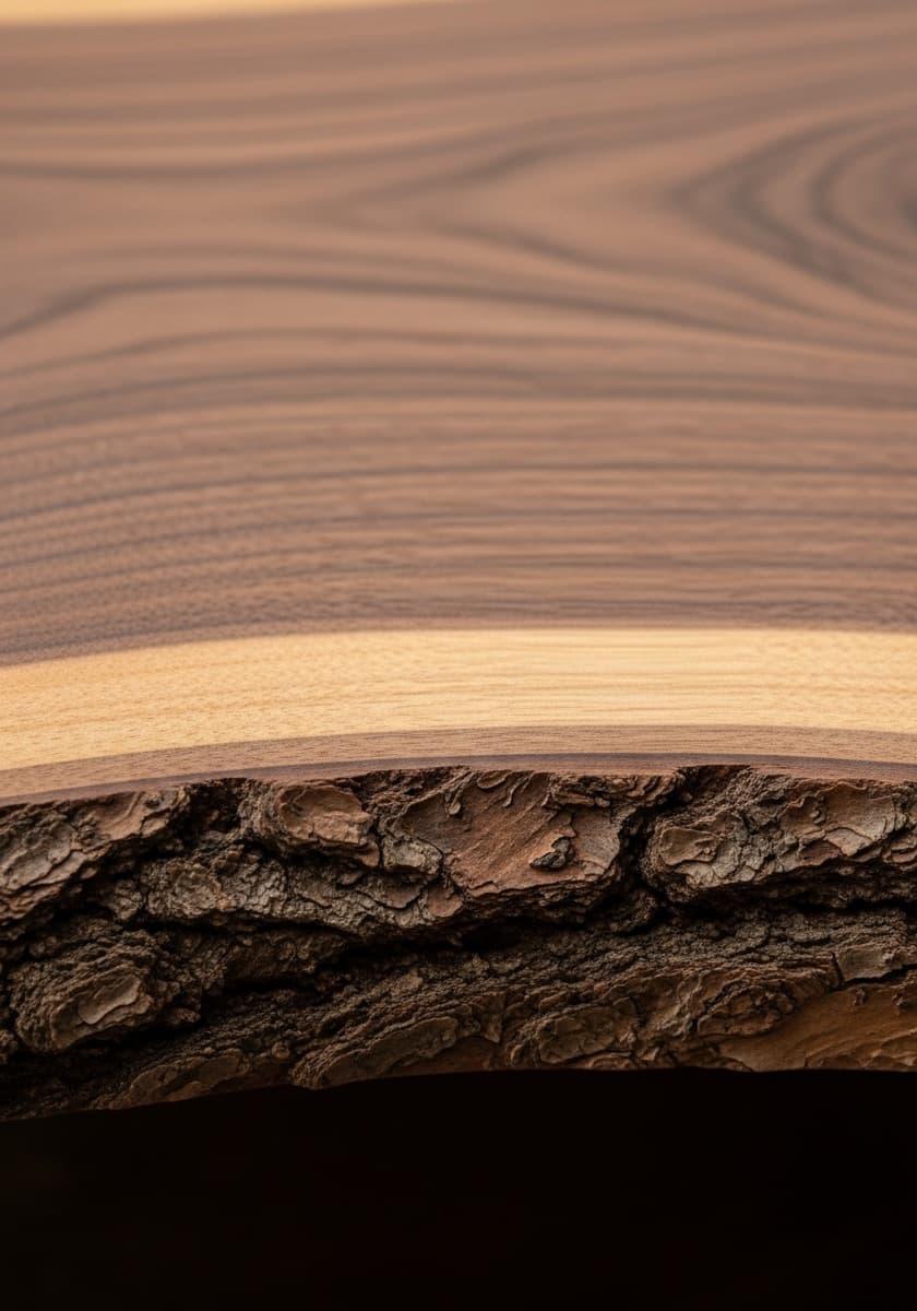 Black Walnut slab PW-0421, grain and live edge detail